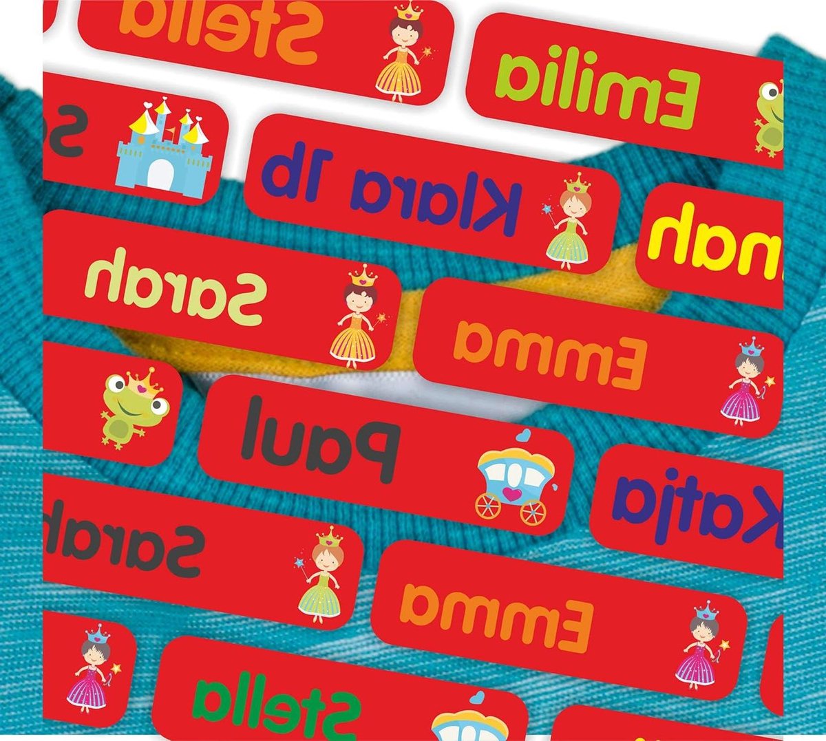 Strijklabels Textiel - Naamstickers Kleding - Kleding Markeren - Individueel Vormbaar - 35x10mm 105 Stuks - Sprookjesrood