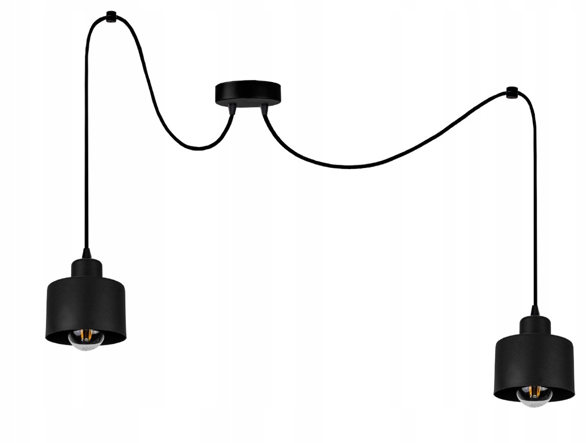 Hanglamp Spider Loft Edison Zwart Metaal 2xE27