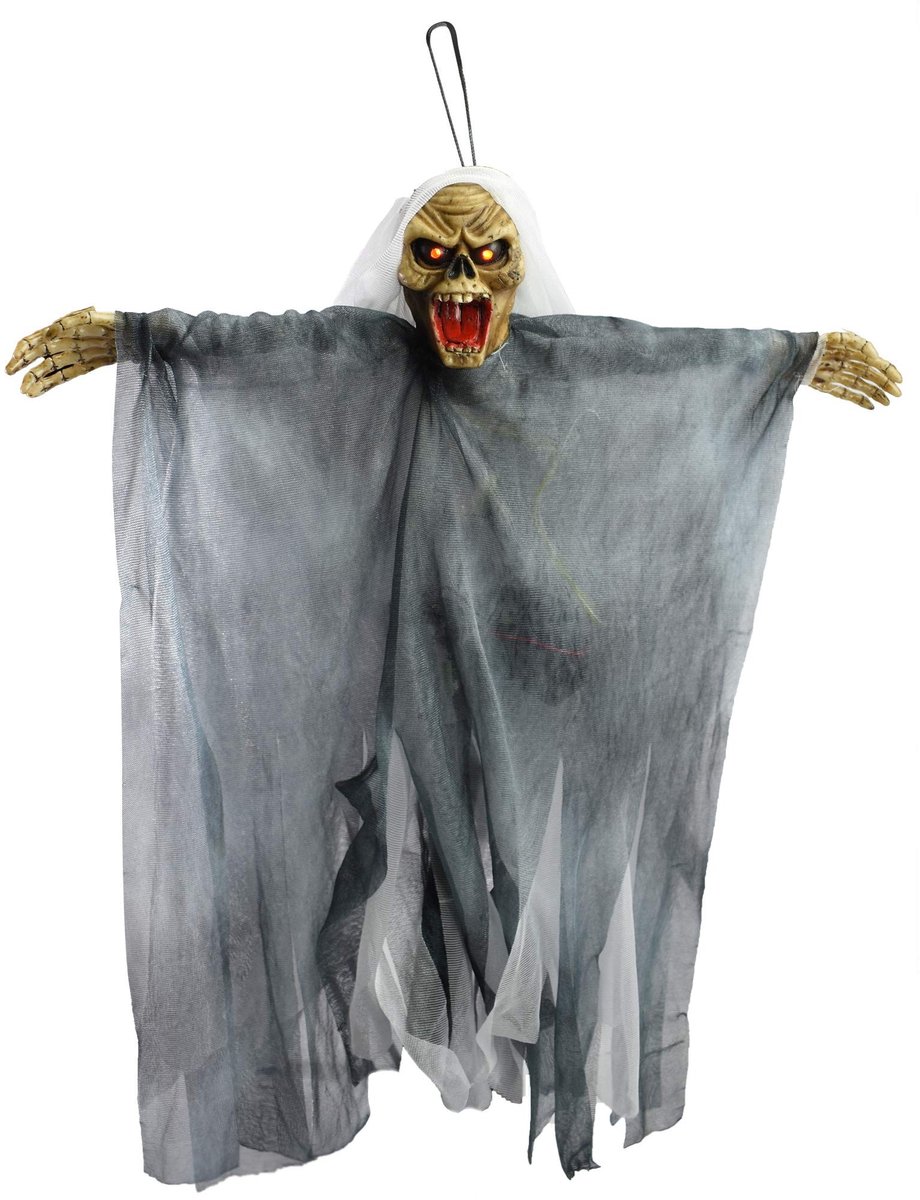 Dailygoods - Hangende Skelet Heks - Halloween Decoratie - Ogen die Oplichten - Spookhuis Accessoire - Schreeuwend Skelet - Werkt op Batterijen - Gesch...
