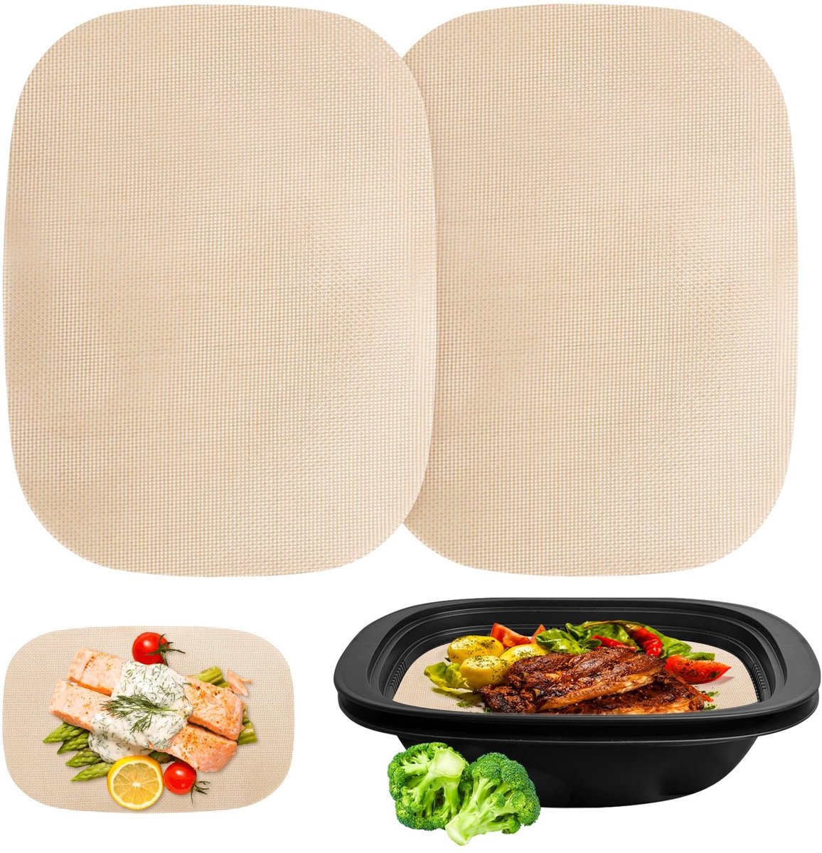 Dailygoods- Bakfolie Hittebestendig tot 250 °C - Herbruikbaar Bakpapier - Antiaanbaklaag - Vaatwasmachinebestendig - Ideaal voor Stomen - Geschikt voor TM7 Varoma - Bakmat