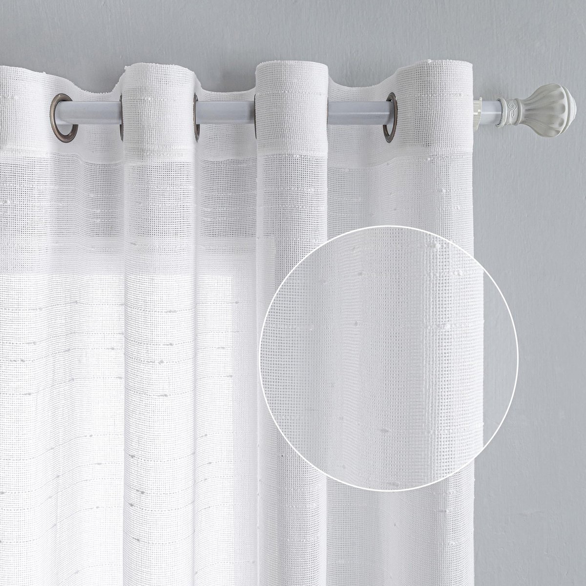 Dailygoods- Gordijnen Set van 2 - Witte Gordijnen met Ogen - Transparant Decoratief - 245 x 140 cm - Verduisterend - Modern Ontwerp - Hoogwaardig Garen - Raamdecoratie