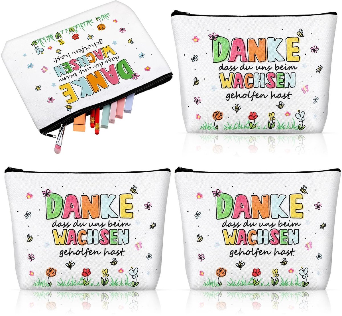 Dailygoods- Cosmeticatas met ritssluiting - Toilettas voor leraren - Afscheidscadeau - Thanksgiving-cadeau - Hoogwaardige canvas - Uniek patroonontwerp