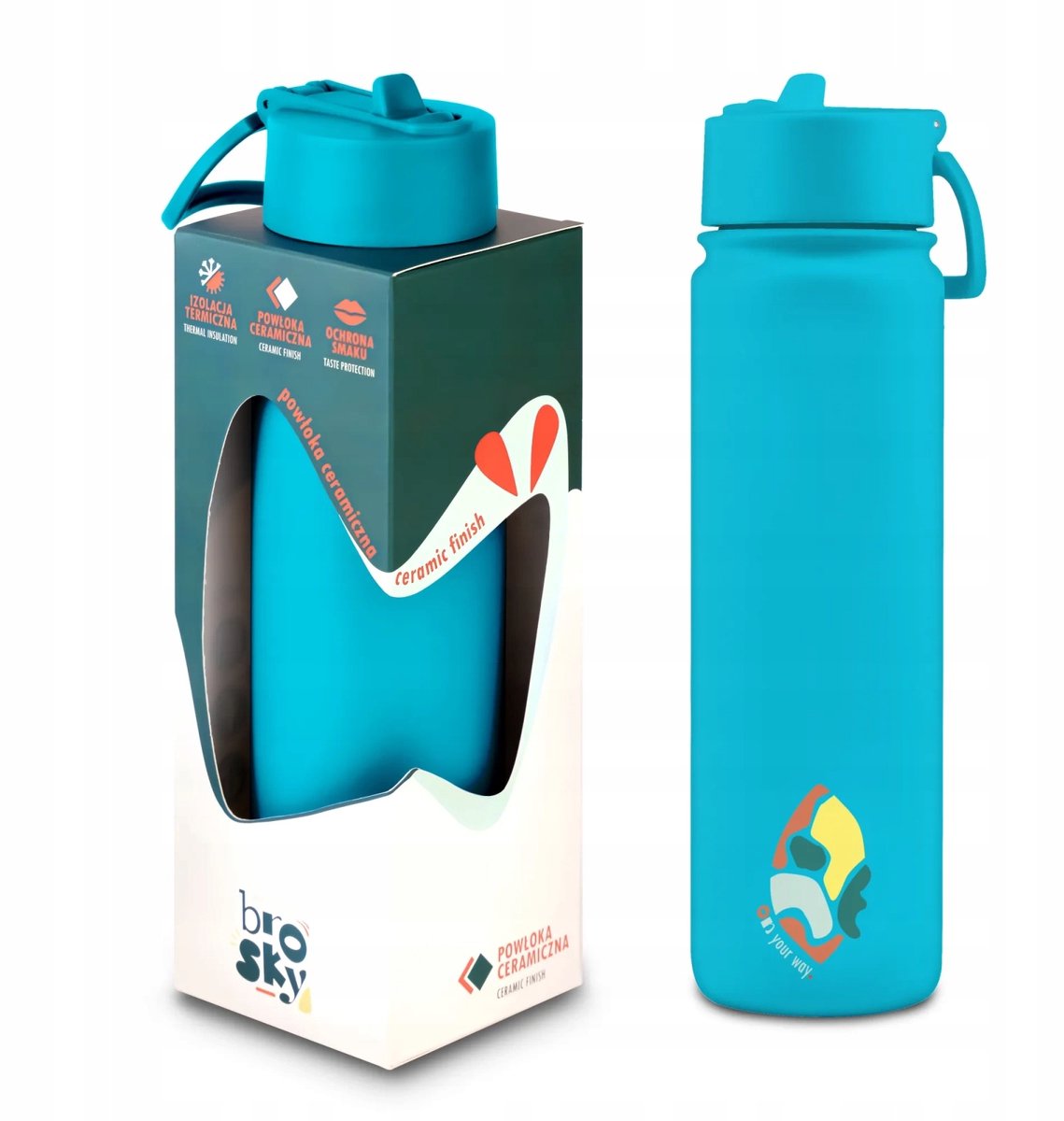 Brosky Abstract Blue Bidon 680ml met keramische coating en handvat