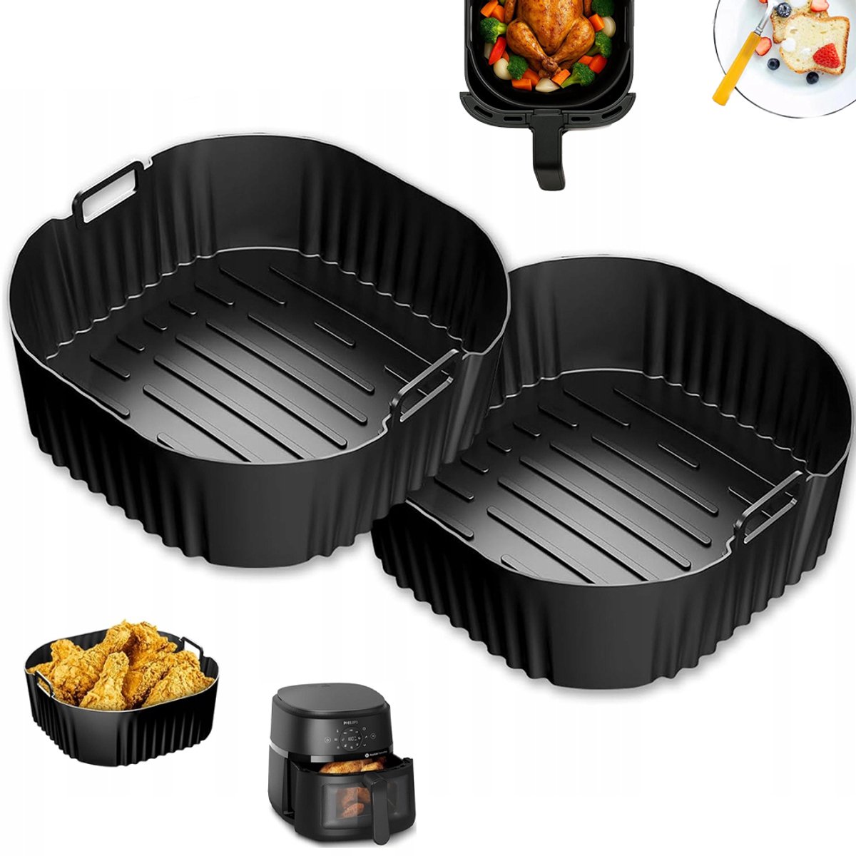 Siliconen Airfryer Bakvorm 23x23cm - Vaatwasmachinebestendig