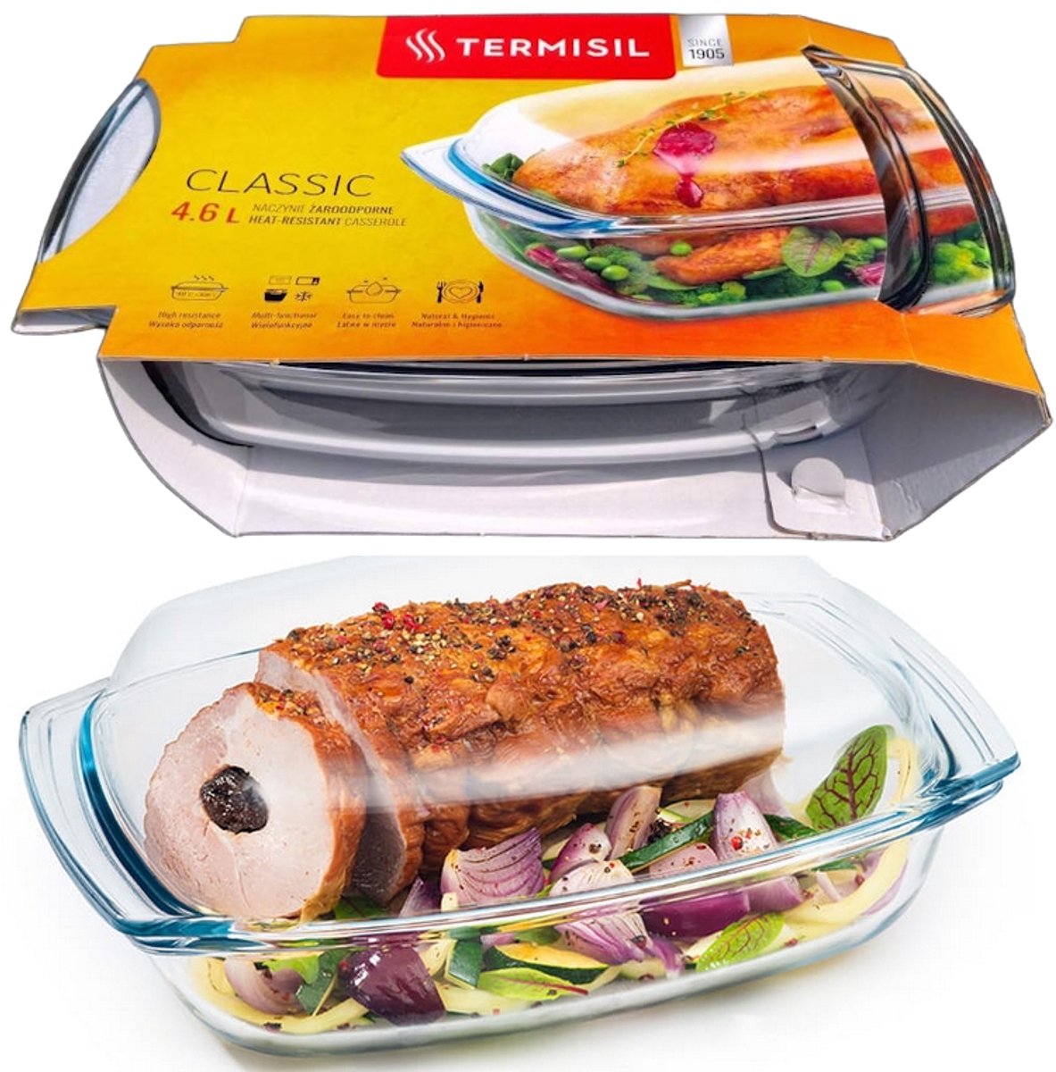 Termisil Classic Ovenschaal 4,6L Borosilicaatglas met Deksel