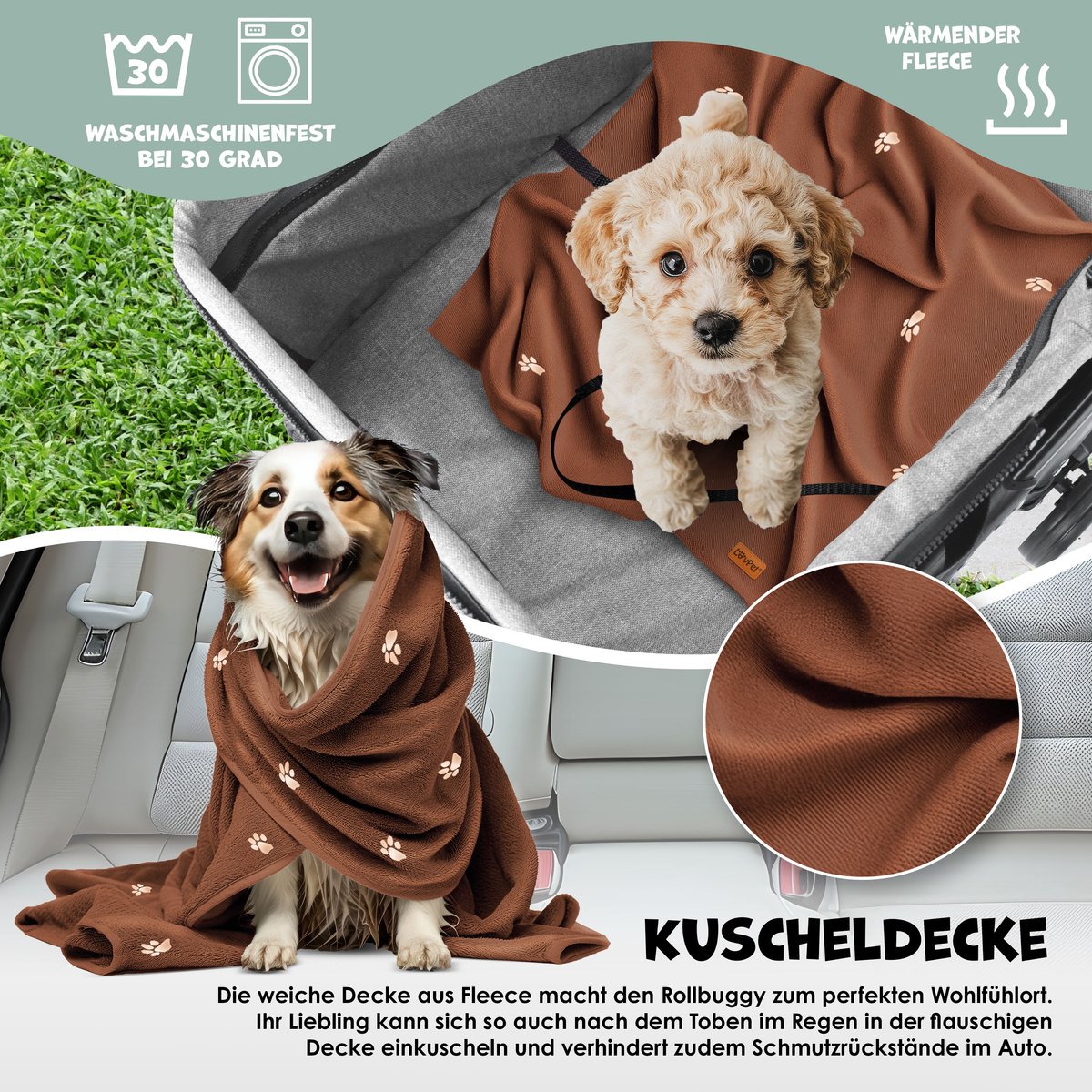 LOVPET® Hondenbuggy 2in1 Huisdieren Wandelwagen Buggy met Transporttas Opvouwbaar tot 20 kg Hondenwandelwagen met Gaasramen & Regenhoes Jogger Kattenbuggy voor Kleine Honden Katten Hondenbox - Lichtgrijs – foto 2