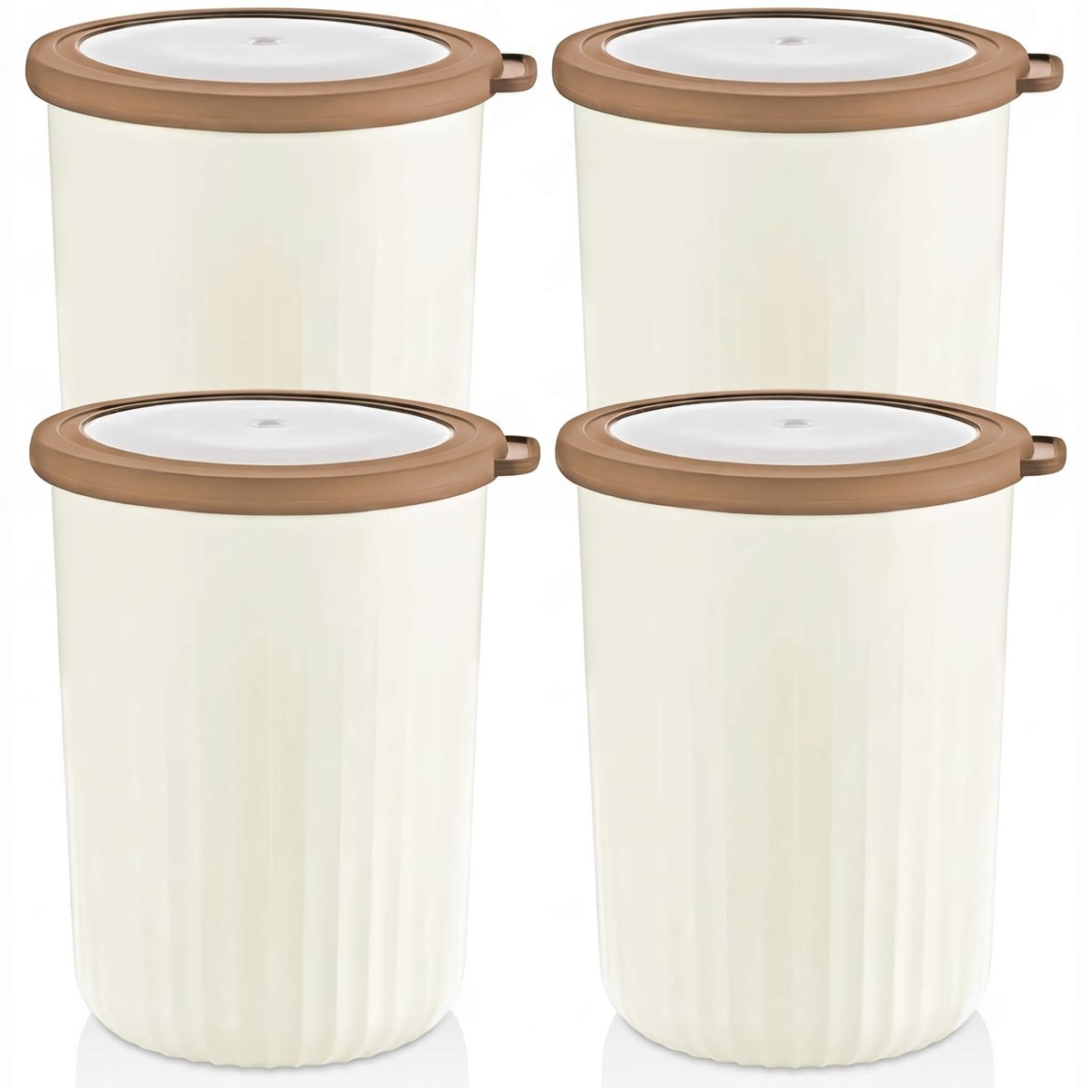 VIP Ahmet - Ronde Voorraadpotten Set - 4 Stuks - 4 x 2,1 L - Crème - BPA-vrij