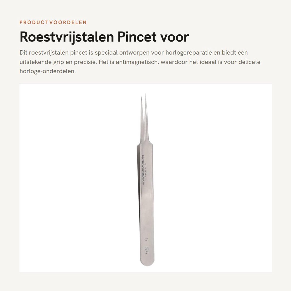 Dailygoods- Pincet Roestvrij staal - Pincet horlogereparatie - Pincet hoge hardheid - Antimagnetisch pincet - Precisie pincet - Geschikt voor reparateur - Horlogepincet