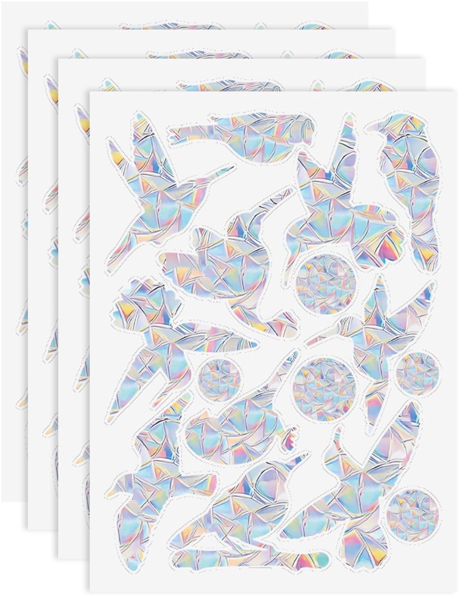 Dailygoods- Anti-botsingsstickers Veelkleurig - Raamstickers Vogels - Statische Hechting - 4 Vellen - 64 Stuks - 30 x 22 cm