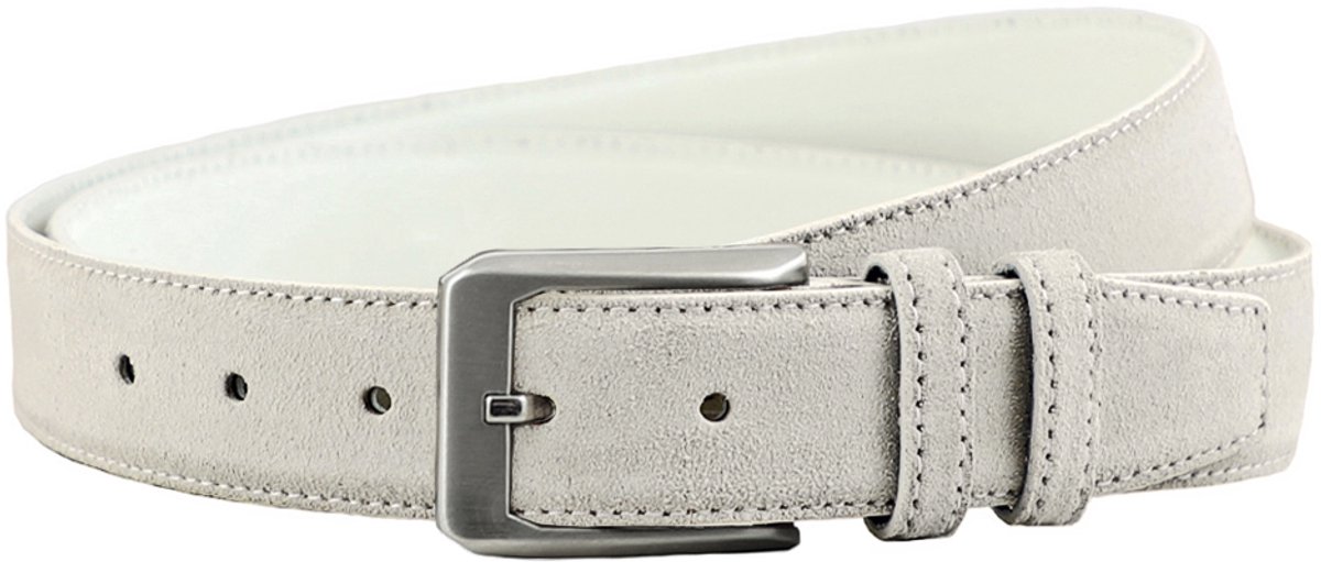 Houtkamp Suede Leren Pantalon Riem - Dames / Heren - Echt Leer - Lichtgrijs - Lengte totaal 110 cm / Riemmaat 95