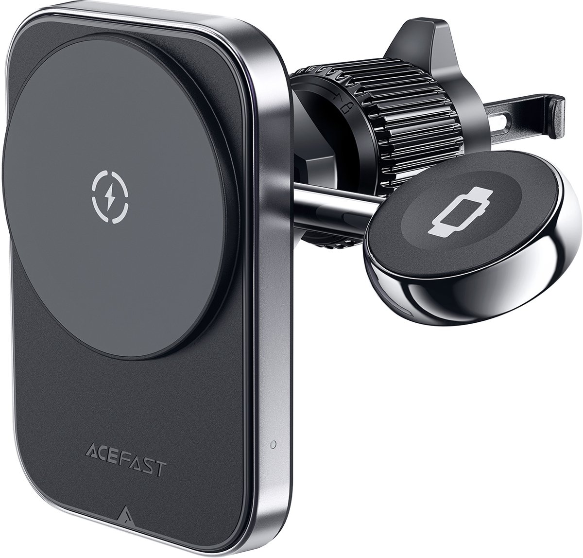 Acefast - D18 - autohouder met MagSafe/Qi inductieve lader + USB-A USB-C kabel - zwart