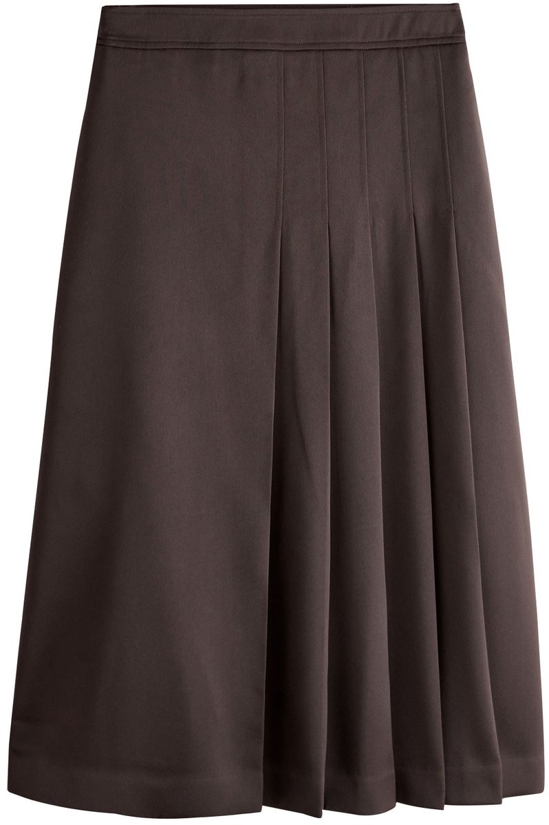 Next - Dames - Midi-kilt van satijn met plooien - Bruin