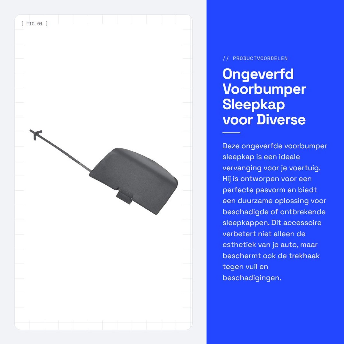 Dailygoods- Voorbumper Ongeverfd - Sleepkap - Trekhaak - Afdekdop - Geschikt voor 500 - Model 07-15 - Trekhaakdop