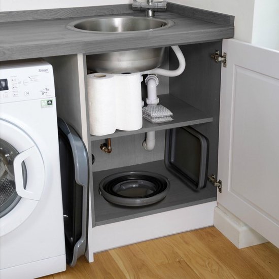 Kledingmand Opvouwbaar - Wasmand Grote - Ruimte Besparen - Compact Plat - 70 Liter - Grijs Zwart — afbeelding 3