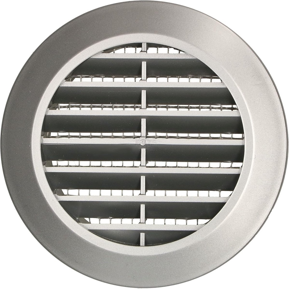 Ventilatierooster Rond - Afvoerrooster Insectenhor - Luchtcirculatie Binnen - Met Insectenwering - Diameter 60 mm - Zilver Satijn