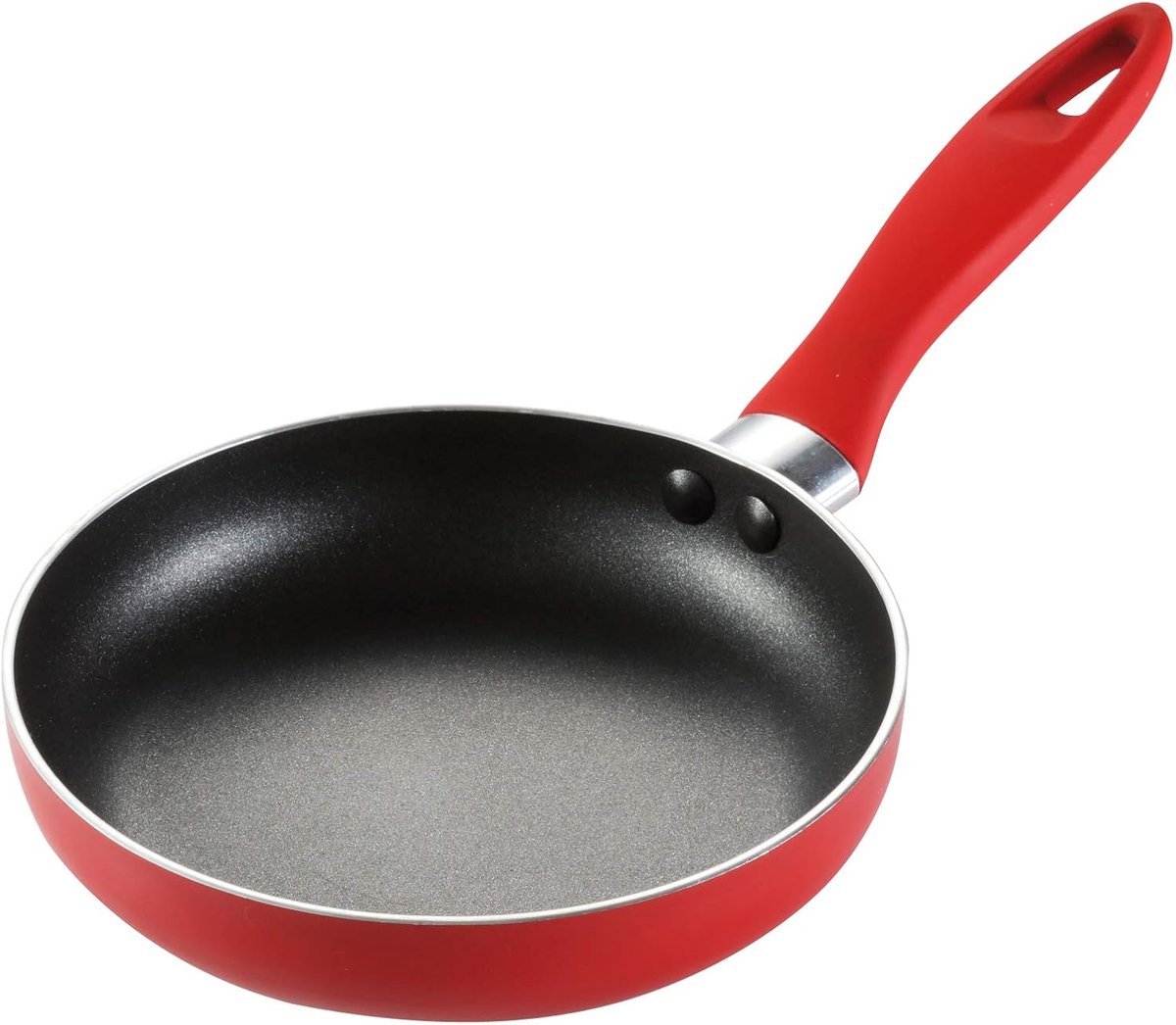 Mini Pan - Kleine Koekenpan - Porties Koken - Antiaanbaklaag - Diameter 12 cm - Rood