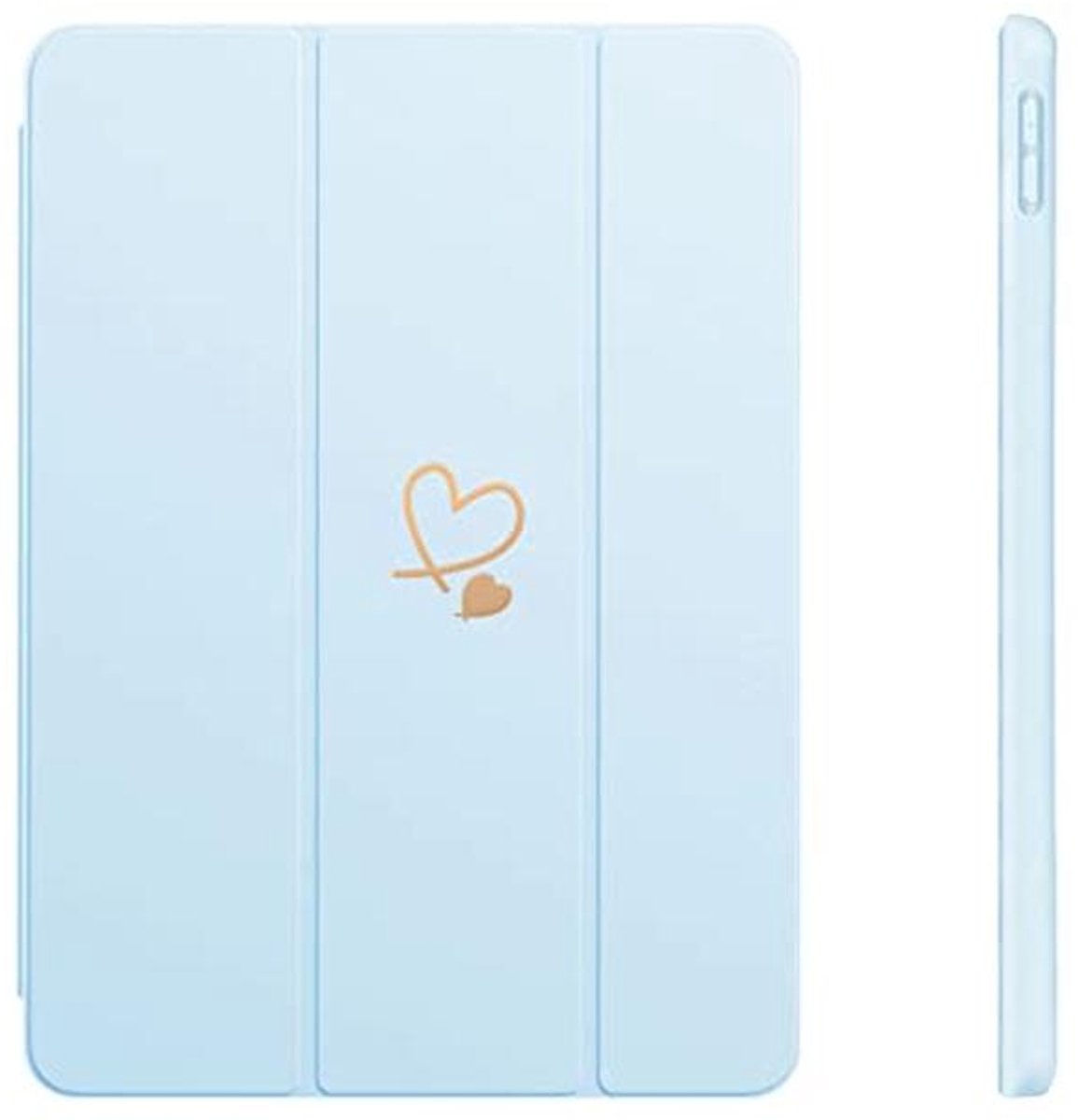 iPad Hoes - Beschermhoes Tablet - Dagelijks Gebruik - Met Potlood Houder - 10.2 Inch - Blauw Hart