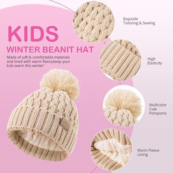 Baby Mutsjes - Winter Mutsjes - Warm Houden - Fleece Gevoerd - 2-Pack - Meisjes — afbeelding 5