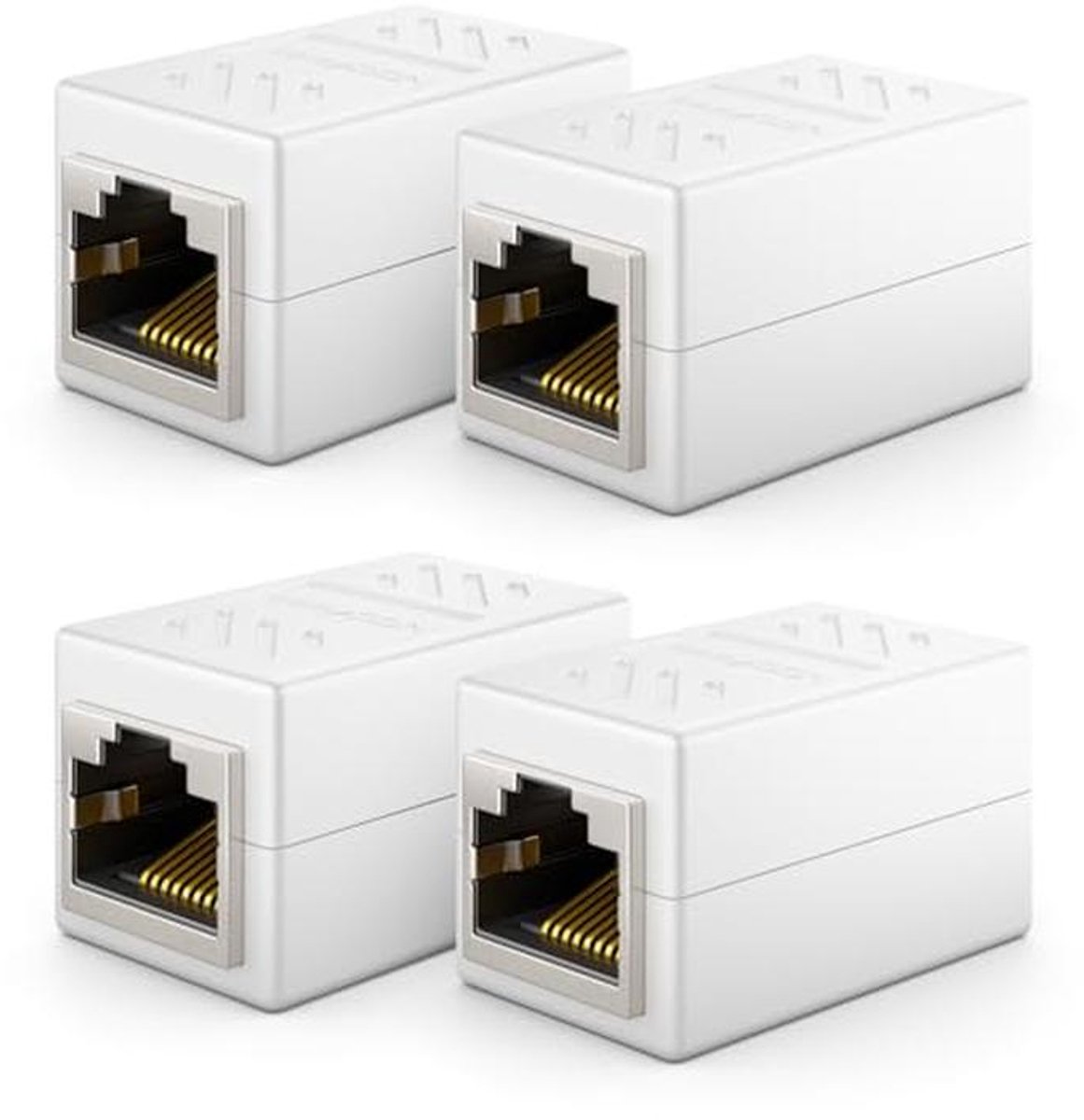 Netwerk Kabel Koppeling - RJ45 Adapter - Netwerk Uitbreiding - Afgeschermde Versie - 4 Stuks - Wit