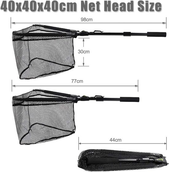 Croch landing net with telescopic rod handle and rubberized coated nylon net - ShopVlot — afbeelding 4
