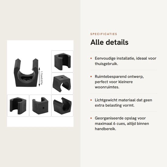 Dailygoody - Billiard Klemmen - 6 Stuks - Lichtgewicht en Duurzaam - Zwart - Snooker en Pool - Ideaal voor het Opslaan van Cues - Geschikt voor Woonkamer van Merkloos — afbeelding 2
