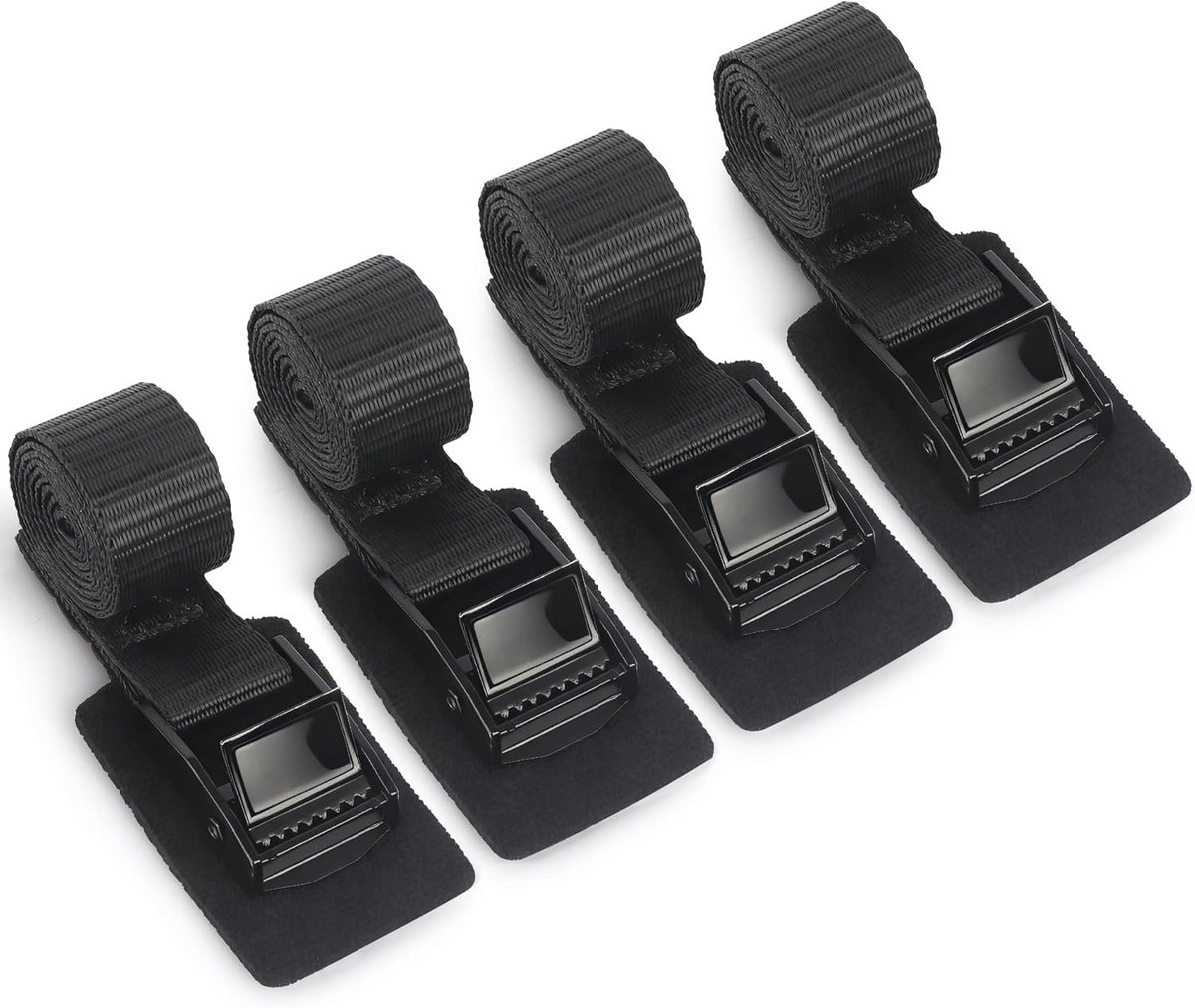 Spanbanden set - Bevestigingsriemen - Vastzetten lading - Roestvrijstalen gesp - 4 stuks - Zwart