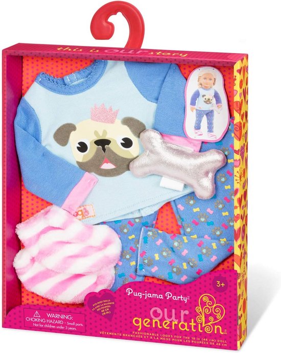 Pug-Jama Party Nachtkleding Set voor 46 cm Poppen van Merkloos — afbeelding 3