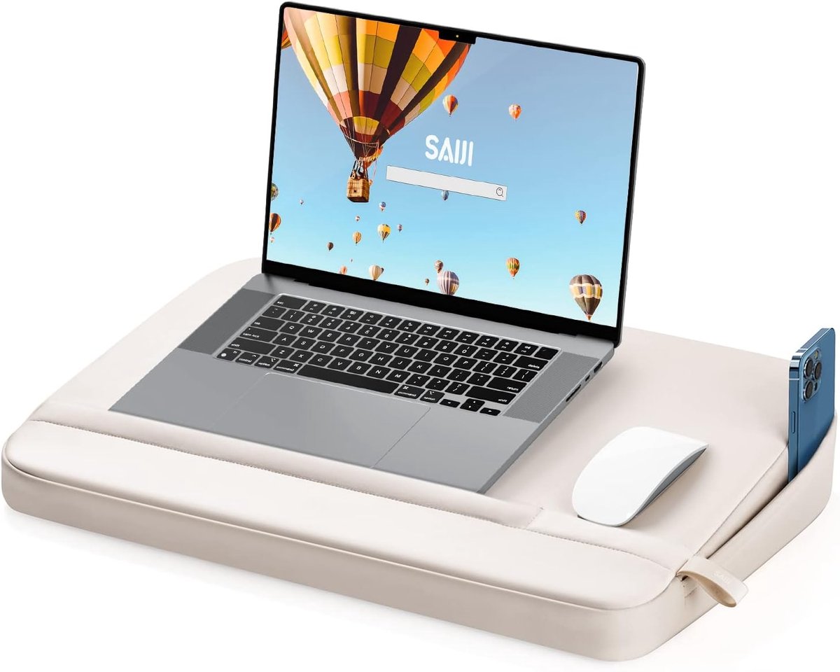 Laptopbureau met kussen - Schoottafel - Comfortabel werken - Ultra lichtgewicht ontwerp - Tot 17 inch - Grijs