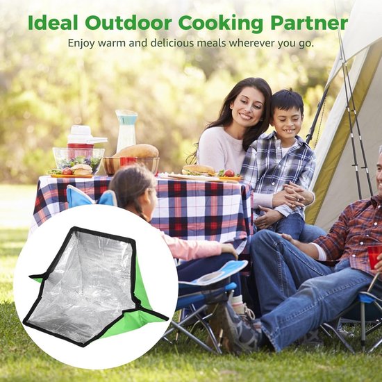 Opvouwbare Zonne Kookplaat - Outdoor Verwarming - Kamperen en Wandelen - Verwarming op Zonne-energie - Compact Opvouwbaar - Groen Zilver — afbeelding 2