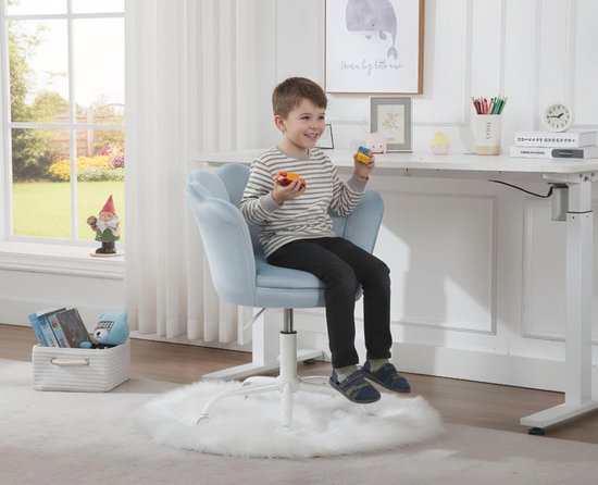 Kinder Bureaustoel - Studie Stoel - Comfortabel Leren - Fluwelen Zitting - 56 x 56 x 78 cm - Blauw van Kinder — afbeelding 5
