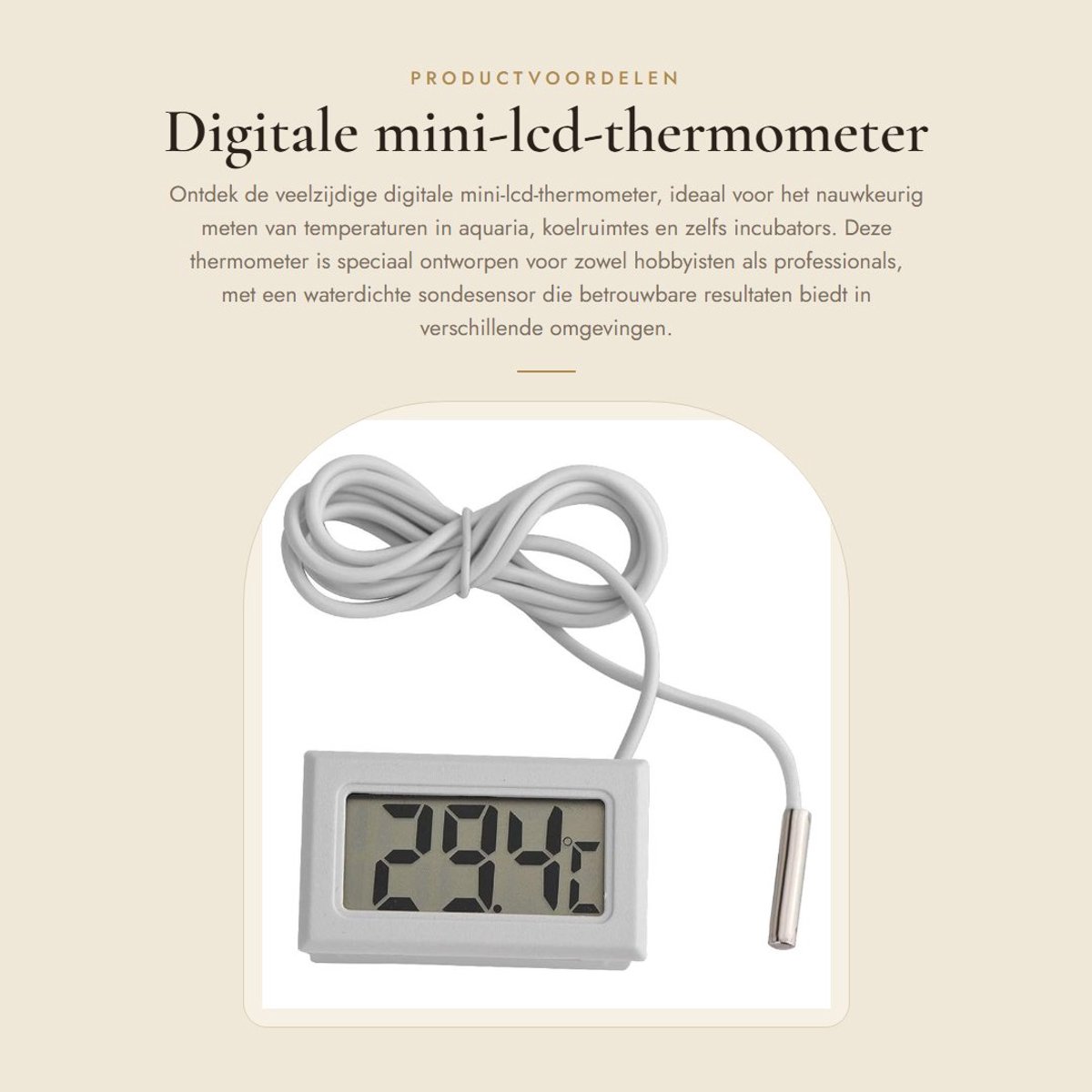 Dailygoods - Digitale mini-lcd-thermometer - Temperatuurmonitor - Waterdicht - Wit - Aquariumthermometer - Geschikt voor koelruimtes - Vistank