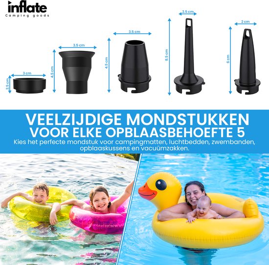 Inflate Oplaadbare Luchtpomp - Elektrisch & Draadloos - 5200 mAh accu - 280 Liter/Min - Luchtbedpomp & Zwembadpomp van Merkloos — afbeelding 4
