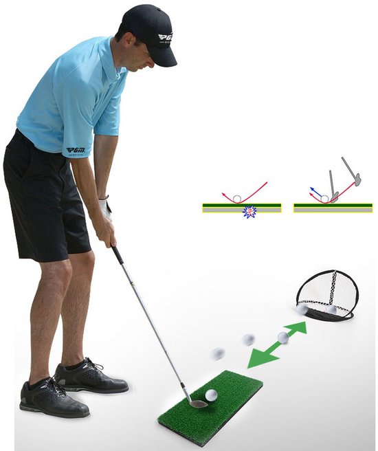 Golfbalmat - Golf oefenmat - Kunstgras - Balmat - Met rubberen tees - Kunststof - 60x30x2cm - Geschikt voor swing- en chipoefeningen, kan in de woonkamer, tuin en op kantoor worden geplaatst - Groen — afbeelding 3