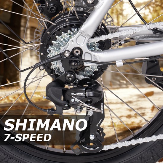 SAXXX Foldi 2.0 – 20 inch opvouwbare elektrische fiets – 36V 460Wh accu – 95% voorgemonteerd – ZOOM mechanische schijfremmen – achterwielmotor – Shimano 7 versnellingen – LCD-display – aluminium frame – kleur-LCD-display - mat zilvergrijs — afbeelding 5
