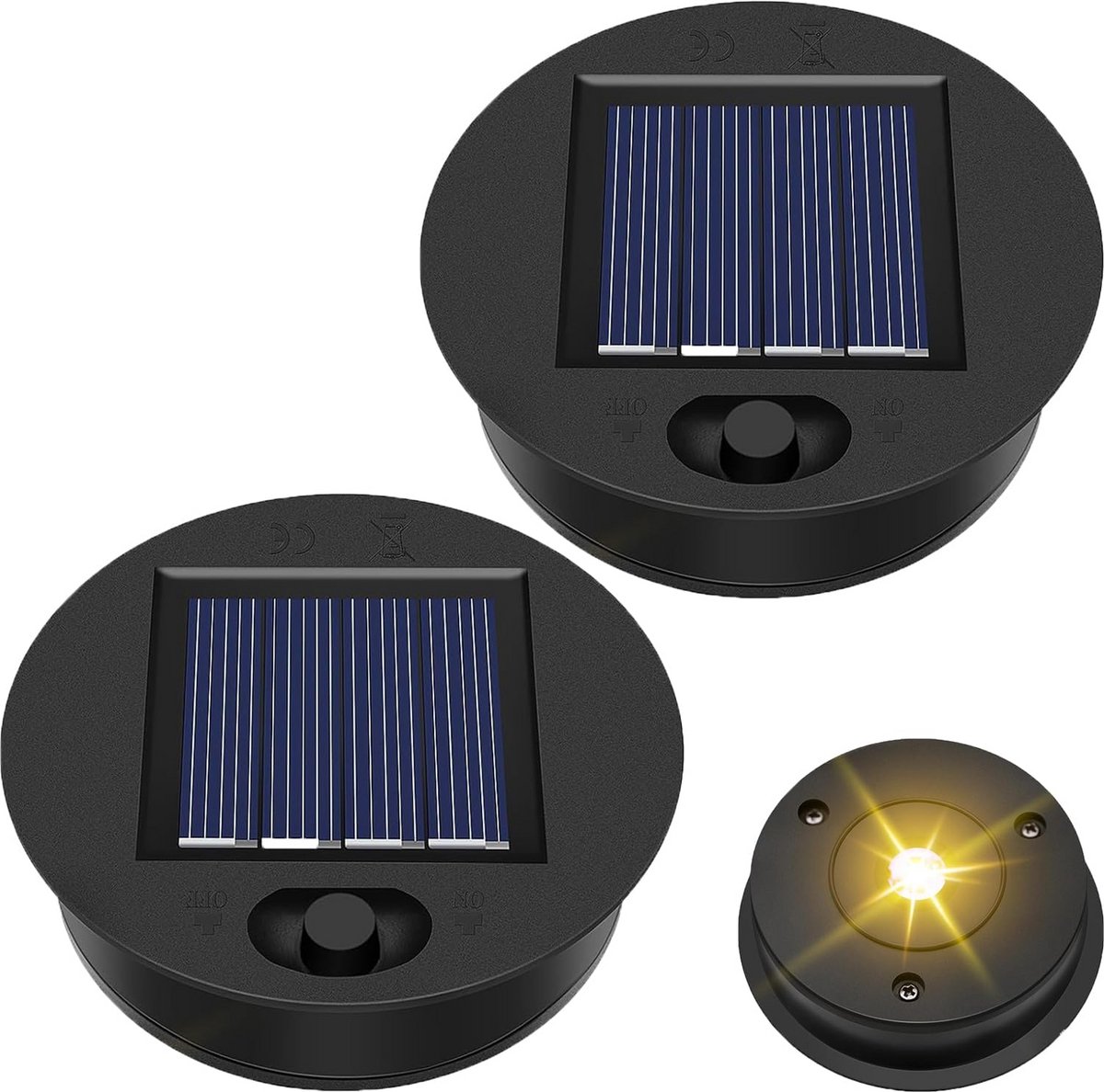 Zonnepaneel Vervanging - Solar Onderdelen - Tuinverlichting Repareren - Waterdicht Ontwerp - 2 stuks - Zwart