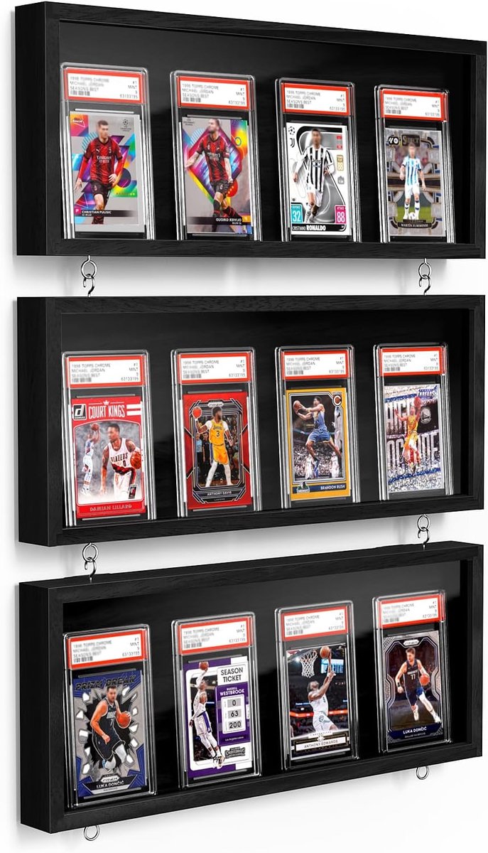 Kaart display set - Wandframe collectie - Verzameling tonen - Transparant acryl - 3 stuks - Zwart