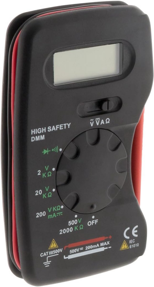 Digitale Multimeter - Meetinstrument Elektronica - Elektrische Metingen - CAT III 600V Certificering - Compact Formaat - Grijs