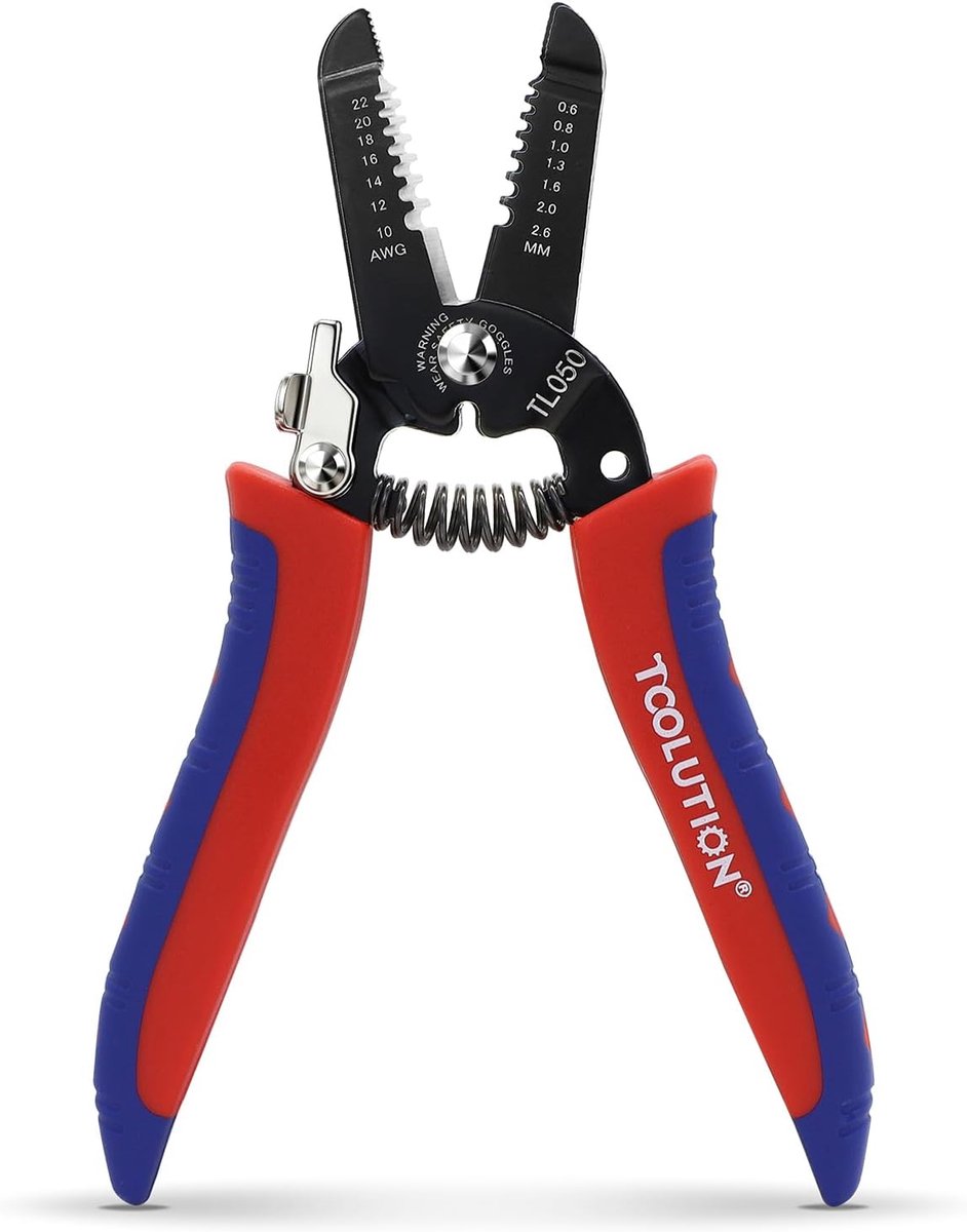 Kleine striptang - Draadstripper - Laagspanning reparaties - Veerbelast en veilig - 10-22 AWG - Zwart