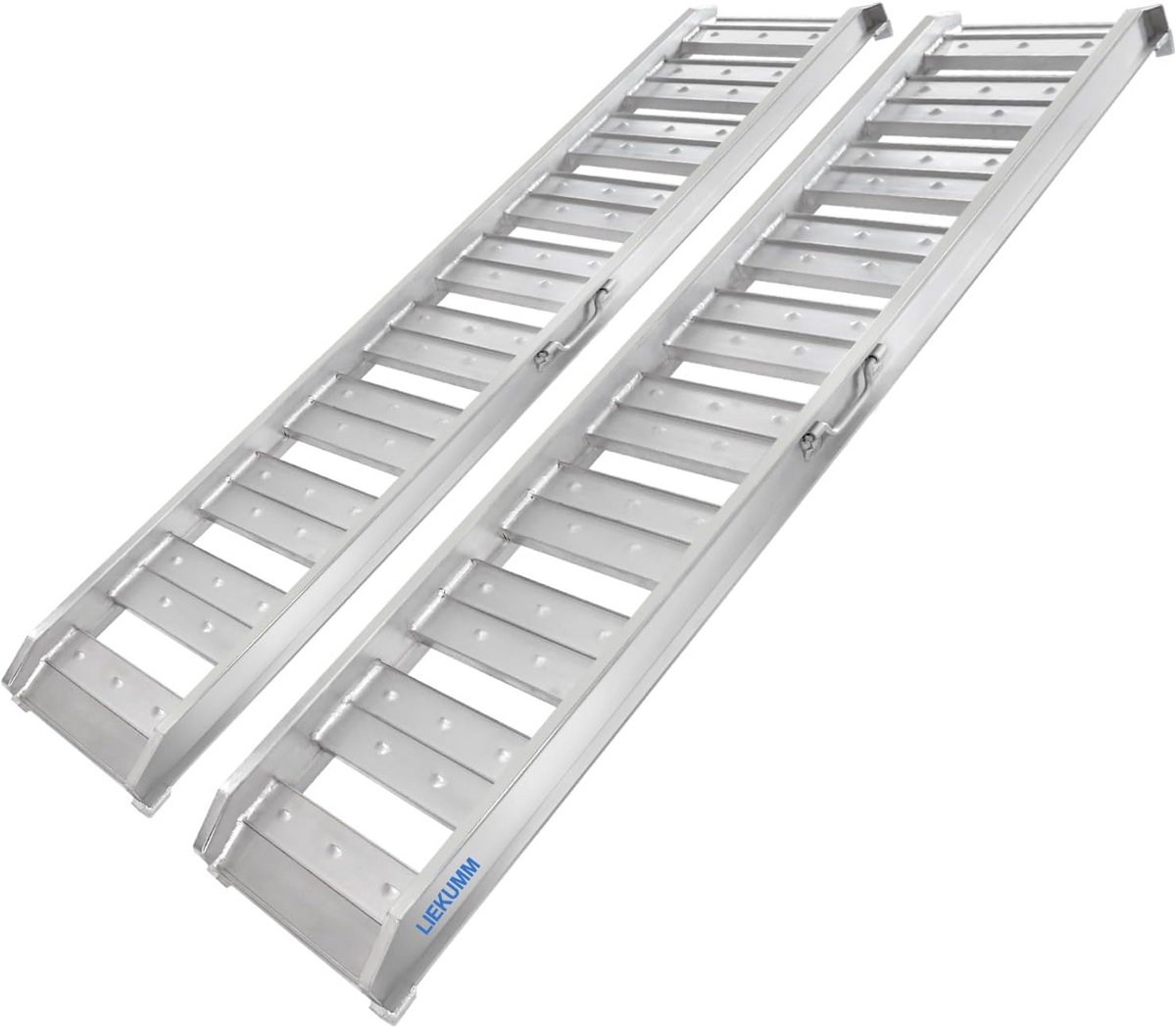 Oprijplaten Set - Laadbruggen Paar - Voertuigen Laden - Aluminium Constructie - 182 cm Lengte - Zilver