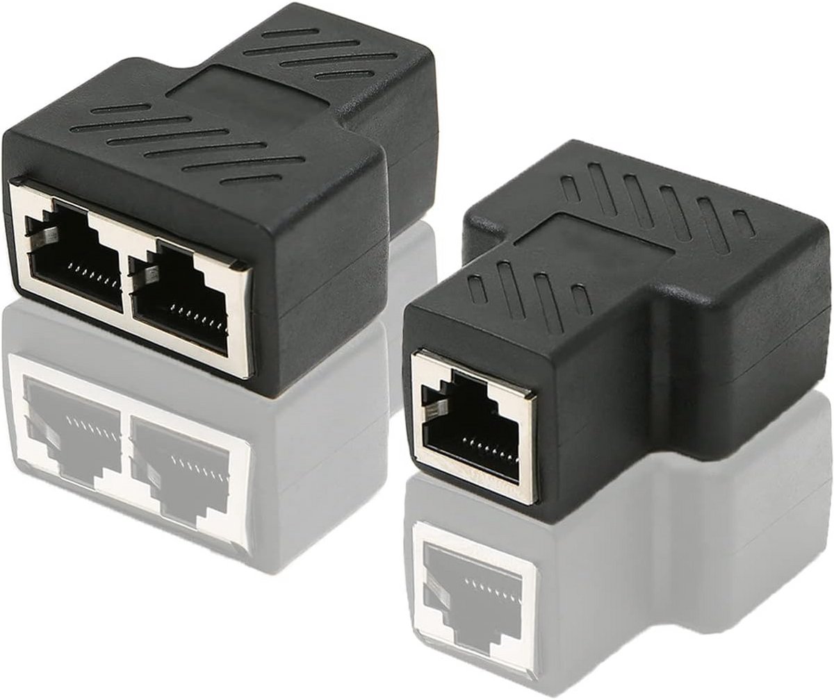 Ethernet Splitter - Netwerk Adapter - Internet Verdelen - 1 naar 2 Poorten - 10 Gbps Snelheid - Zwart