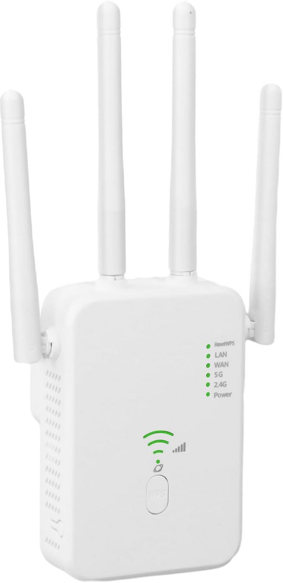 Wifi Repeater - Wifi Extender - Internet Uitbreiden - Dual Band 1200 Mbps - 4 Antennes - Wit