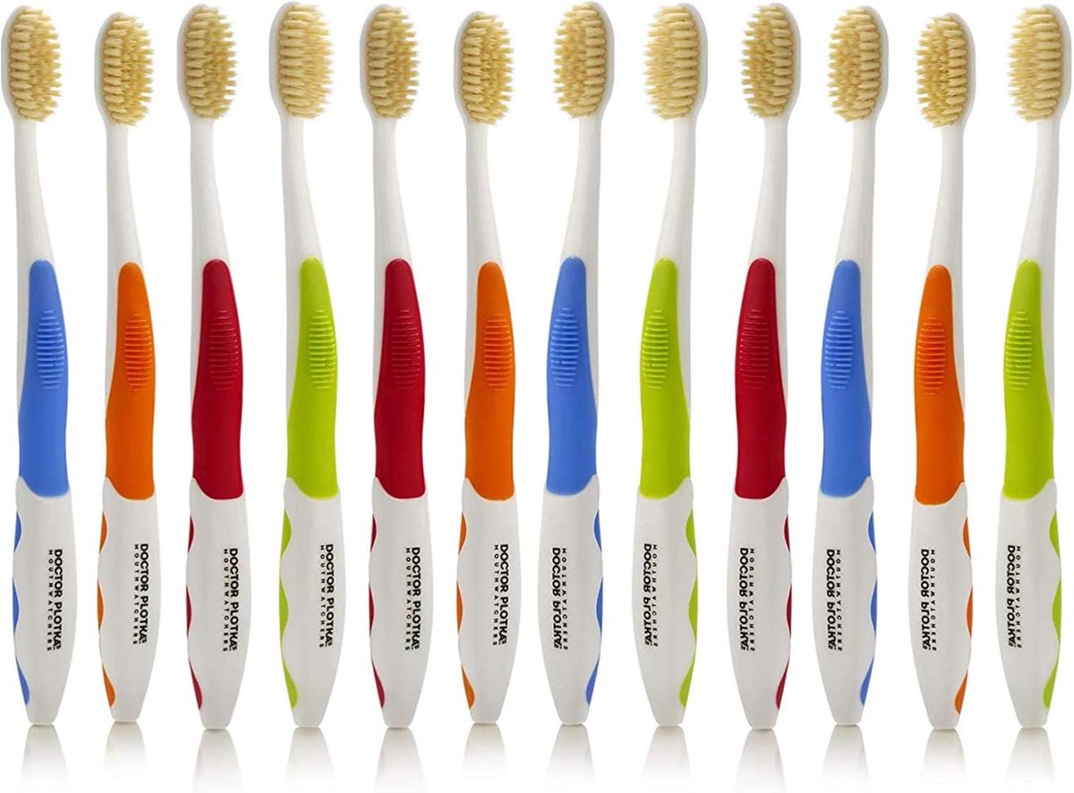 Zachte tandenborstel - Extra zachte borstels - Dagelijkse mondhygiëne - Fijne flosborstelharen - 12 stuks - Meerkleurig