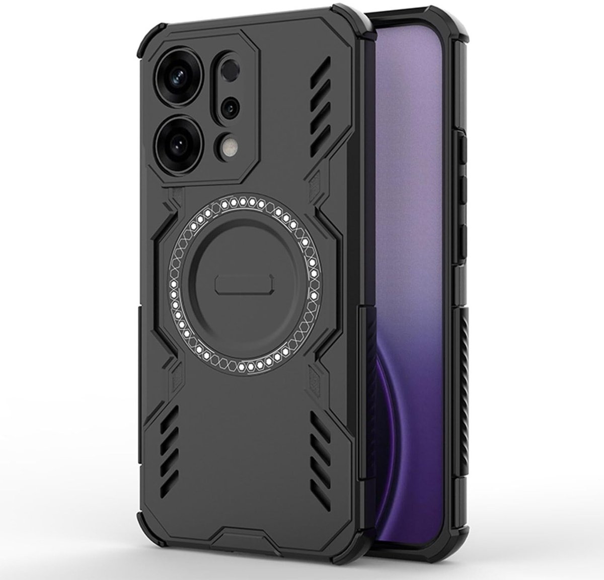 Dailygoods- Hoesje Magnetisch Schokbestendig - Oppo Reno14 5G - Zware Bescherming - TPU/PC - Militaire Kwaliteit - Holle Warmteafvoer - Telefoonhoes