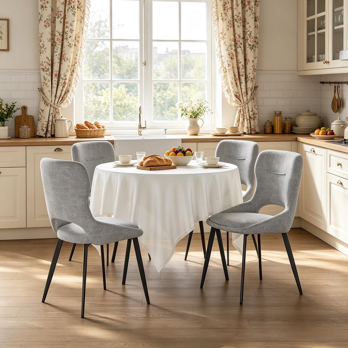 Clruro Eetkamerstoel - Onbekend - Comfortabele vanity accent stoel 4 stuks - woonkamer, dressing, eetkamer - Onbekend - Onbekend Grijs