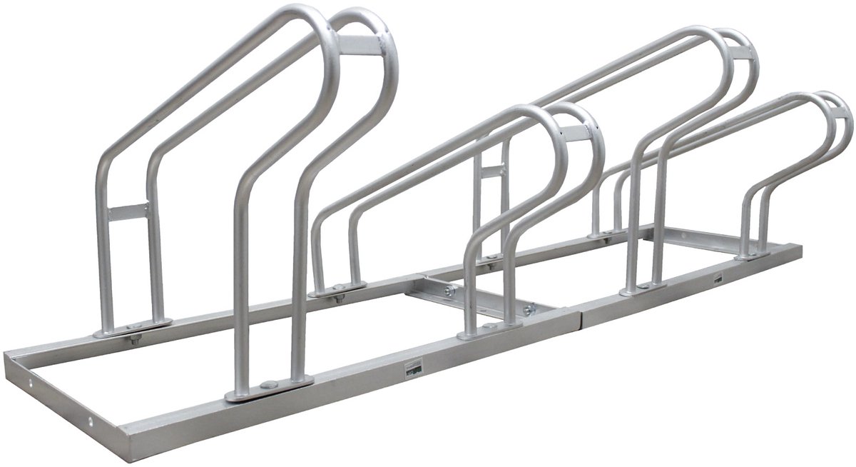 TRUTZHOLM - Fietsenrek Voor 4 Fietsen - 140x45 cm - Hoogte-Offset - Thermisch Verzinkt Staal Grijs - Rijparkeerder Vloer