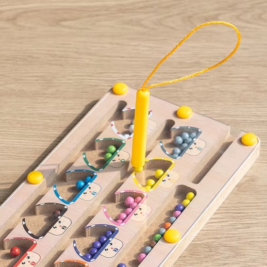 Kinderspeelgoed, 2-In-1 Magnetisch Houten Kleur- En Cijferlabyrint Met Tekenbord, Voor Kleursortering, Tellen En Matching-Spelletjes. — afbeelding 4
