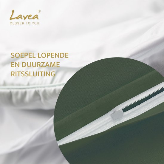 Lavea® Kussenslop 40x80 cm, 1 stuk - Kussenhoes van 100% katoen, zacht en ademend met YKK-ritssluiting, OEKO-TEX gecertificeerd - Olijfgroen van Lavea — afbeelding 3