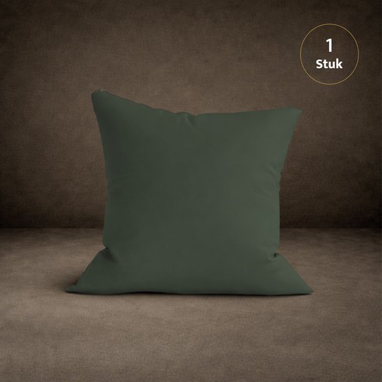 Lavea® Kussenslop 80x80 cm, 1 stuk - Kussenhoes van 100% katoen, zacht en ademend met YKK-ritssluiting, OEKO-TEX gecertificeerd - Olijfgroen van Lavea — afbeelding 2