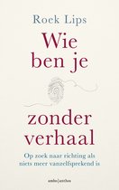 Boek 'Wie ben je zonder verhaal' van Roek Lips met een vingerafdruk-illustratie.