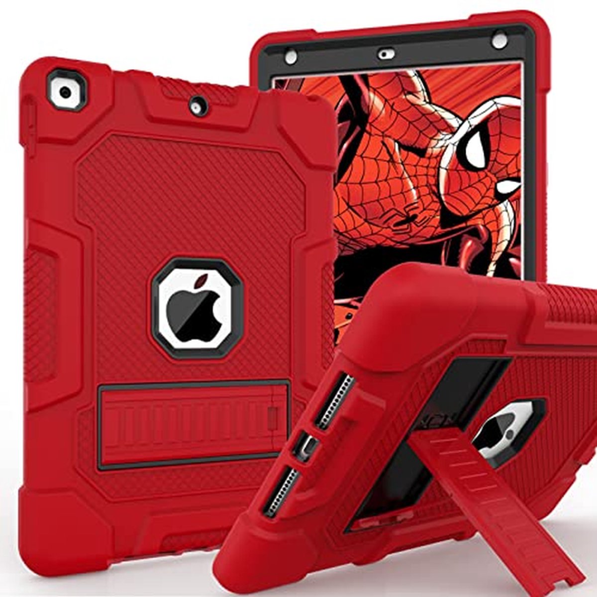 Tablethoes iPad - Beschermhoes - Dagelijks Gebruik - Drievoudige Bescherming - 10.2 inch - Rood Zwart